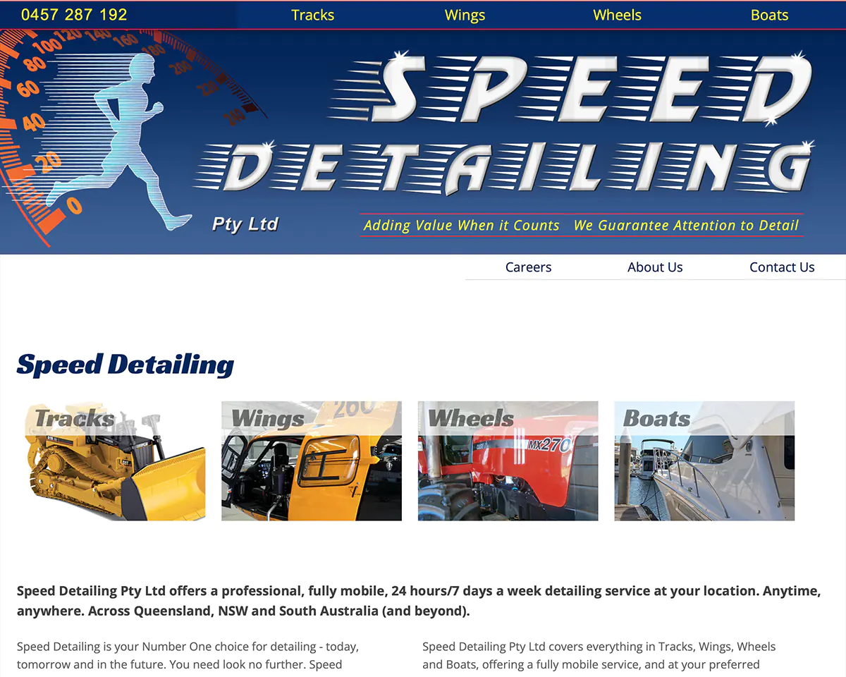 Speed Detailing web site screen shot