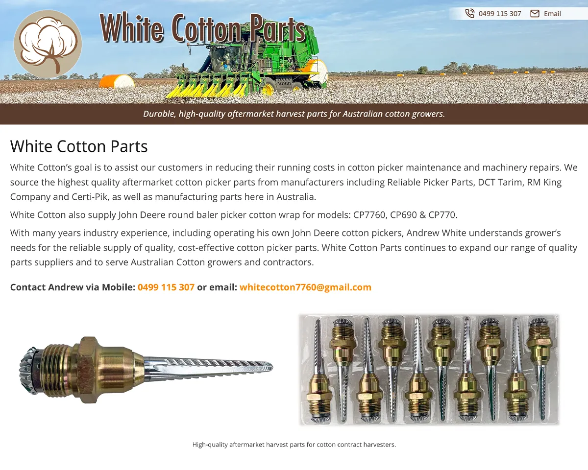 White Cotton Parts web site screen shot